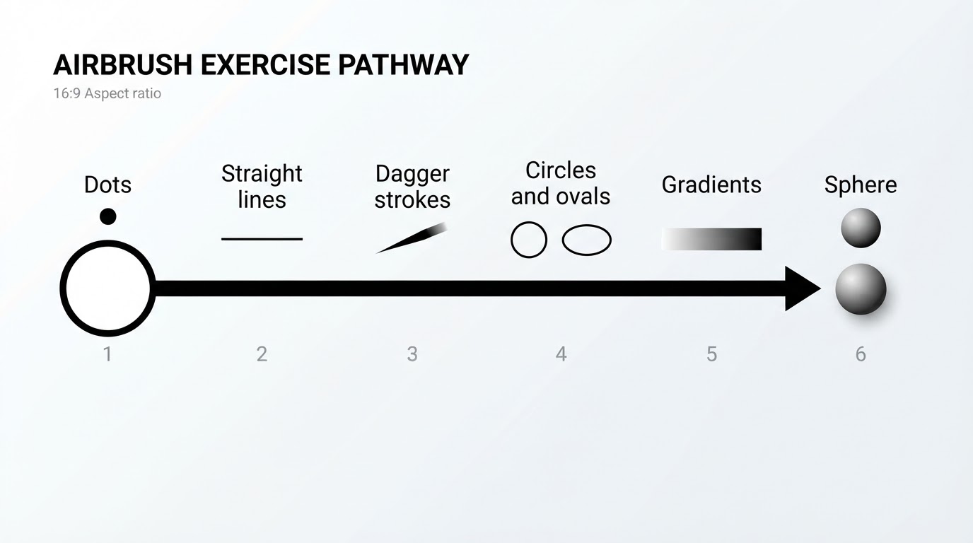 Workflow diagram for airbrush exercises.